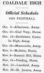 1929 schedule